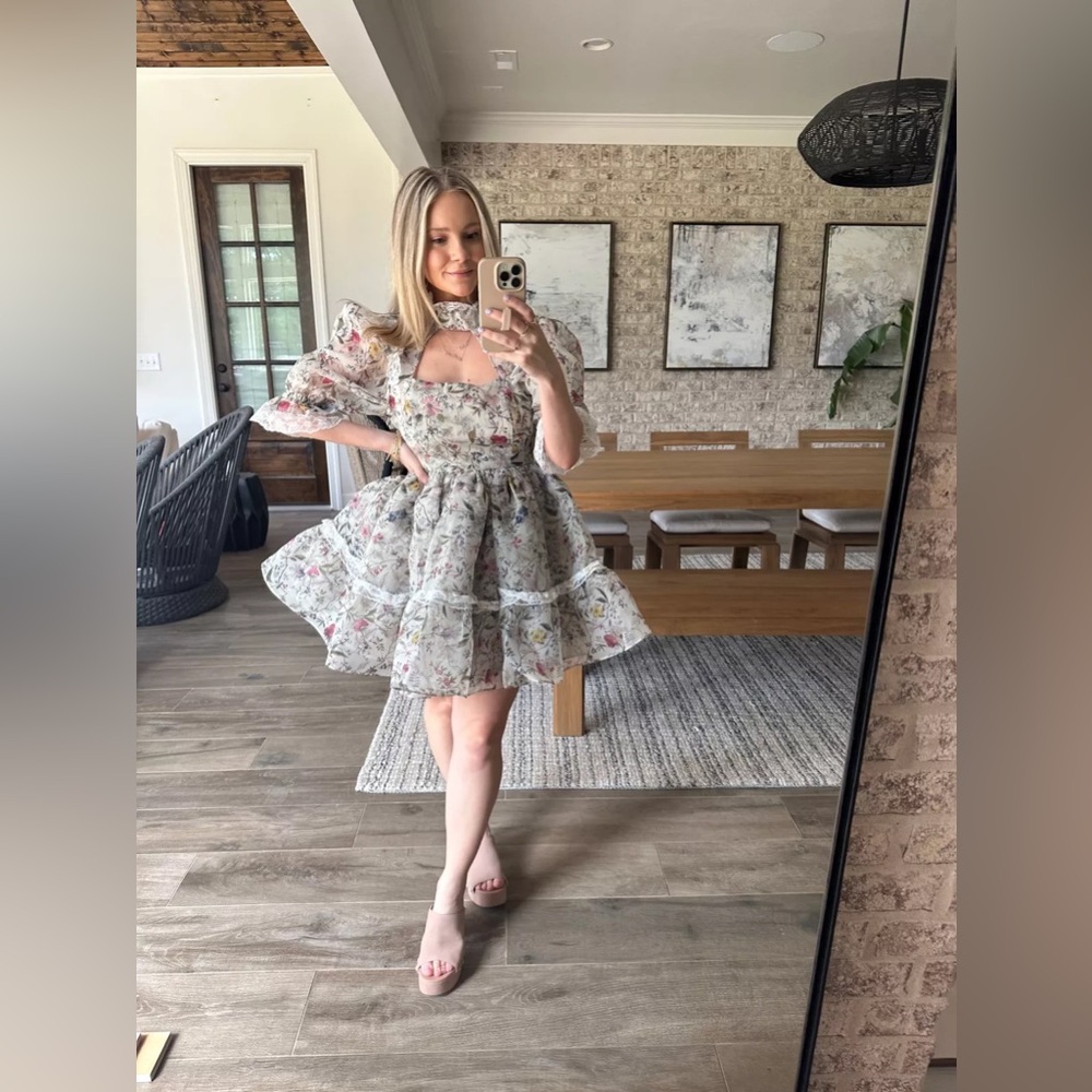 Selkie Floral Puff-Sleeve Dress